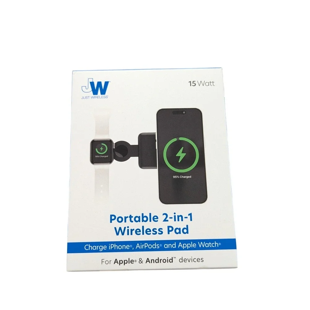 R7O‎ Just Wireless 2-in-1 Portable Wireless Charging Pad - Black